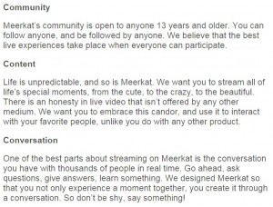 a portion of the Community Guidelines from Meerkat